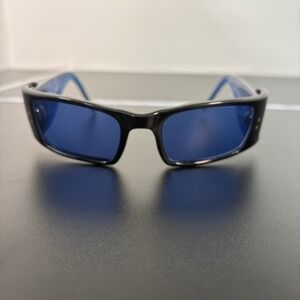 Eye'DC Women Sunglasses OS Blue Black Rectangular Wrap I 596 008 Made in France